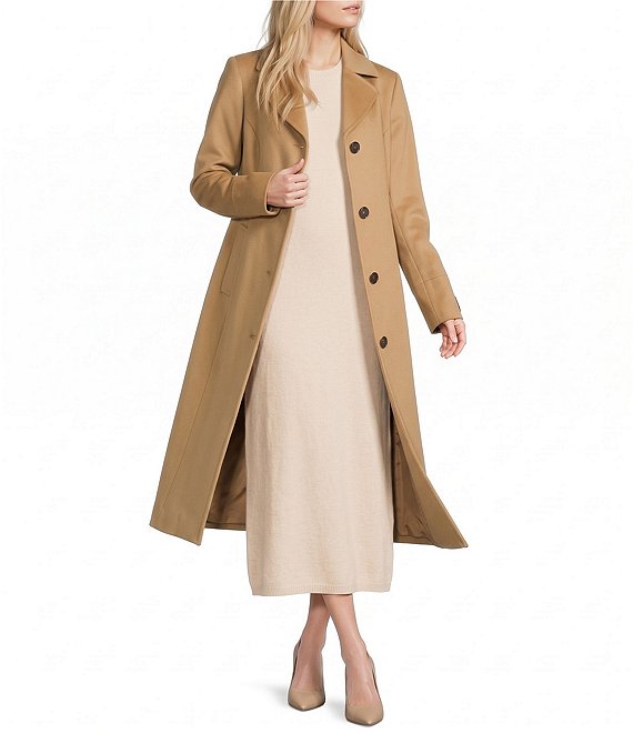 Katherine Kelly Pure Wool Notch Collar Button Front Maxi Coat