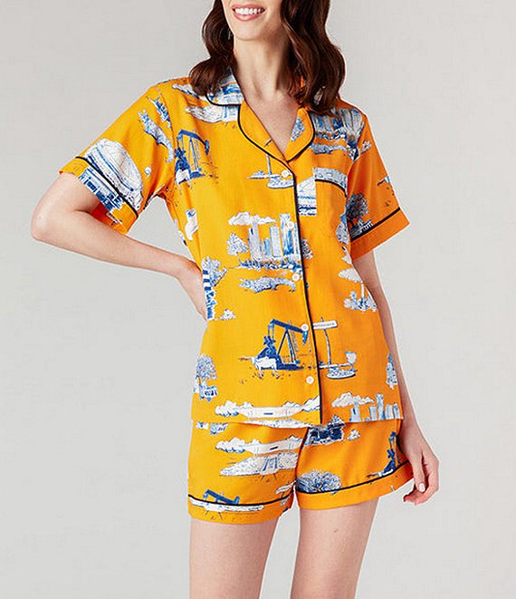 Katie Kime Houston Toile Woven Shorty Pajama Set | Dillard's