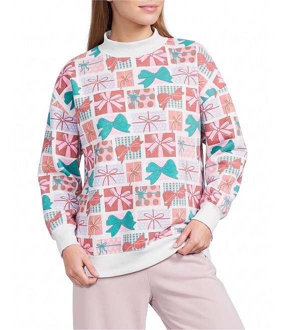 KATYDID Long Sleeve Allover Graphic Presents Oversized Sweatshirt