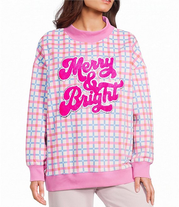 KATYDID Long Sleeve Merry & Bright Patchwork Design Oversized Sweatshirt