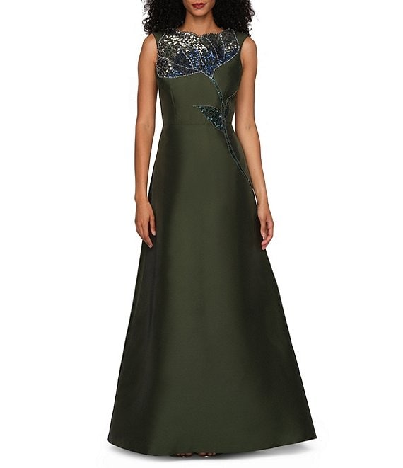 Kay Unger Charlene Taffeta Sleeveless A-Line Gown