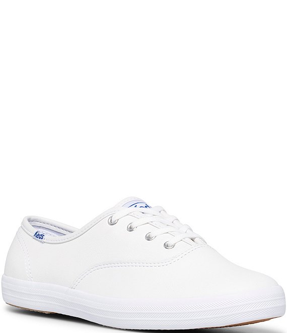 Color:White - Image 1 - Champion Leather Lace-Up Sneakers