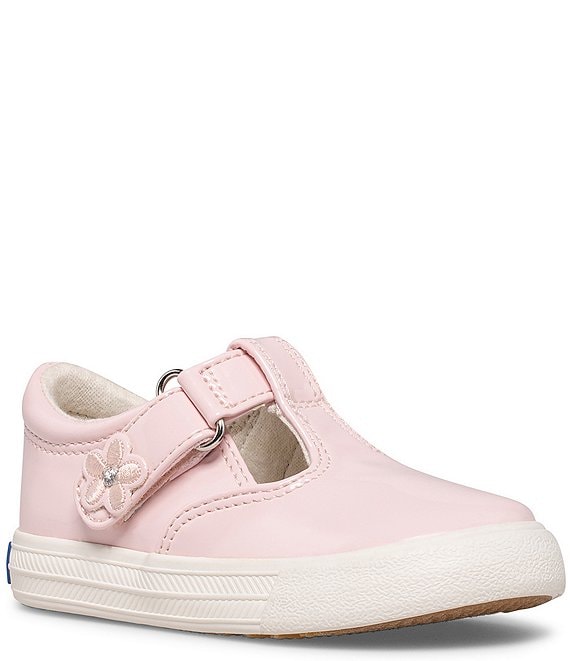 Color:Blush - Image 1 - Girls' Daphne T-Strap Patent Sneakers (Infant)