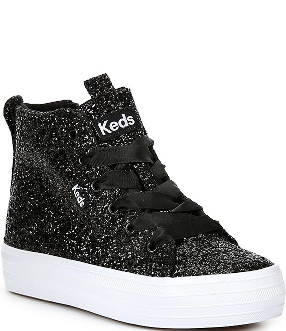 Keds Girls Triple Up Hi Top Glitter Celebrations Platform Sneakers Youth 1.5 Youth