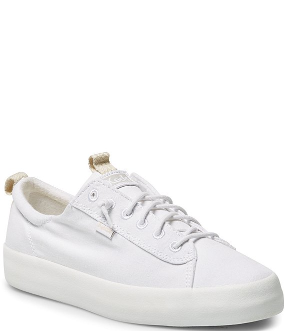 Color:White - Image 1 - Kickback Canvas Laced Slip-On Sneakers