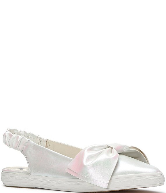 Keds Point Slingback Metallic Leather Bow Flats