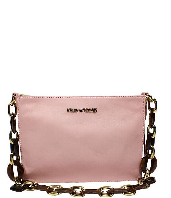 Kelly-Tooke Pink Tortoise Chain Lambskin Leather Convertible Clutch ...