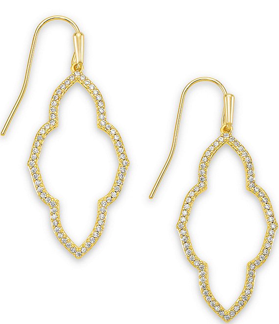 Color:Gold - Image 1 - Abbie Small Open Frame Drop Earrings