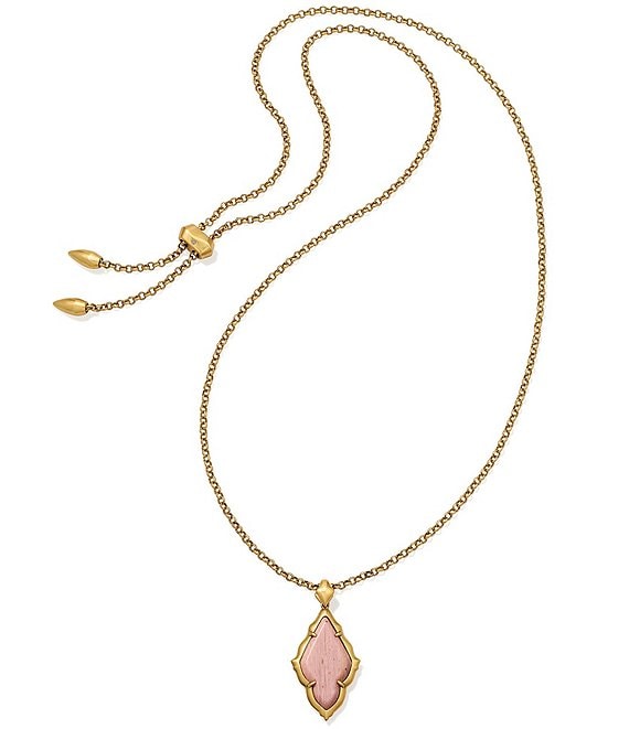 Kendra Scott Adeline Scallop Frame Long Pendant Chain Necklace