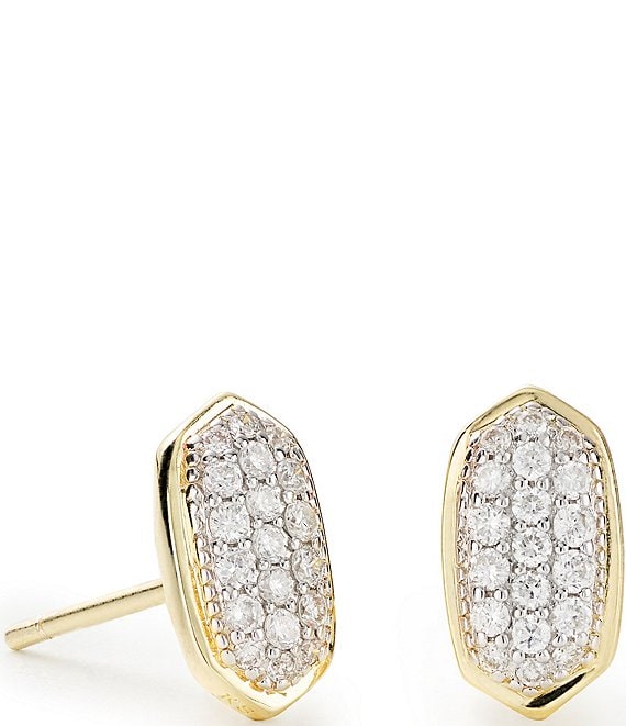 Color:14k Yellow Gold - Image 1 - Amelee Earrings In Pave Diamond And 14K Gold