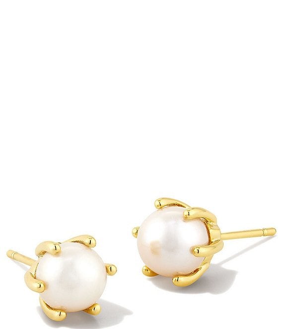 Women's Freshwater Pearl Button Stud Earrings - White : Target