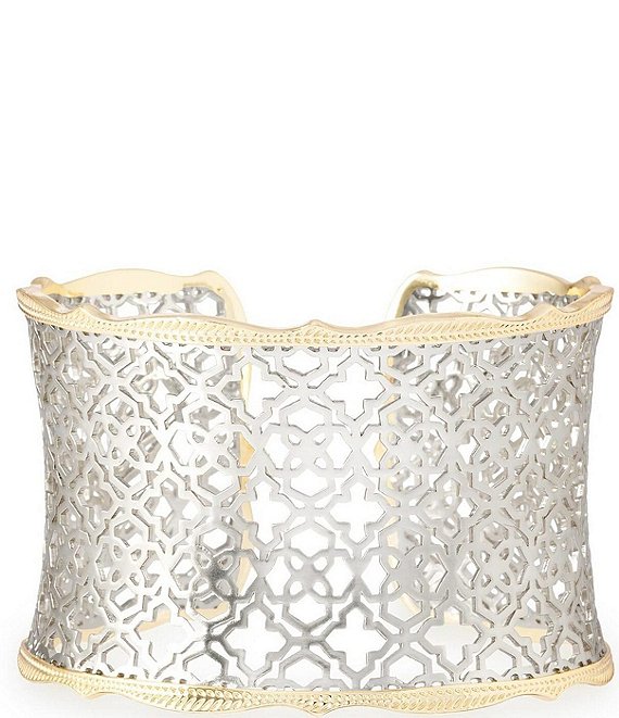 Candice Gold Cuff Bracelet in Silver Filigree