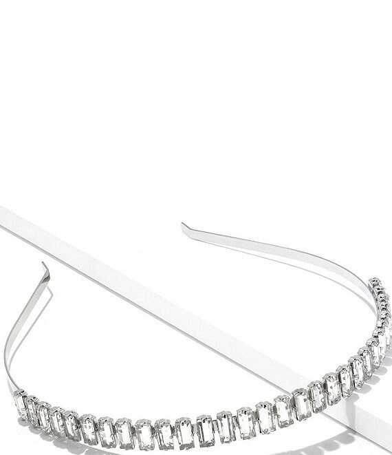 Color:White Crystal - Image 1 - Crystal Baguette Silver Headband