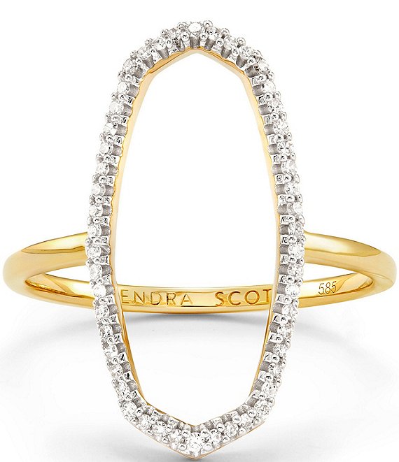 Color:White Diamond - Image 1 - Dani 14k Yellow Gold Crystal Open Ring
