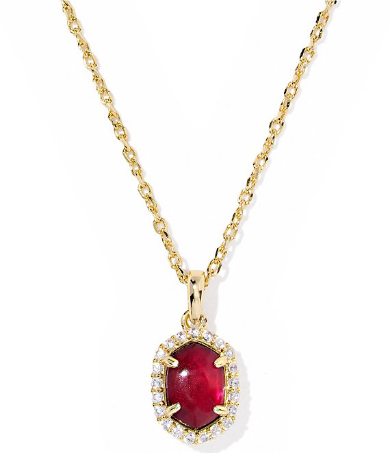 Kendra Scott Daphne Crystal Frame Short Pendant Necklace, Gold Dark Burgundy Illusion - Image 1