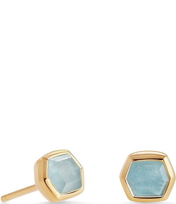 Color:Aquamarine - Image 1 - Davie 14K Gold Stud Earrings