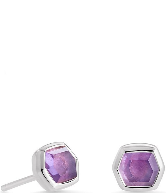 Color:Amethyst - Image 1 - Davie Sterling Silver Stud Earrings