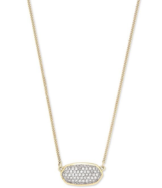 Color:White Diamond - Image 1 - Elisa 14k Yellow Gold Pendant Necklace