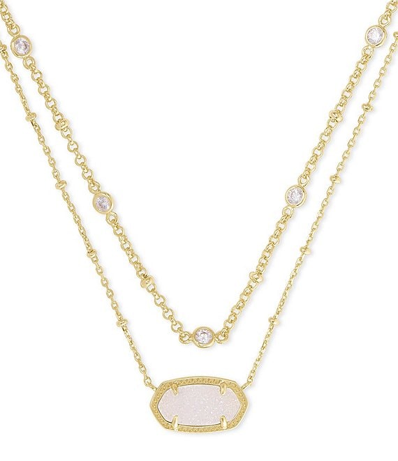 Kendra Scott ELISA Gold Multi Strand Necklace - Iridescent Drusy