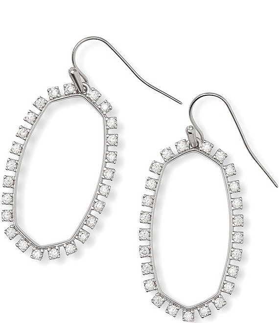 Kendra Scott Elle Open Frame Silver Crystal Drop Earrings | Dillard's