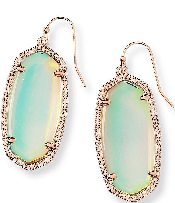 Color:Dichroic Glass - Image 1 - Elle Rose Gold Drop Earrings