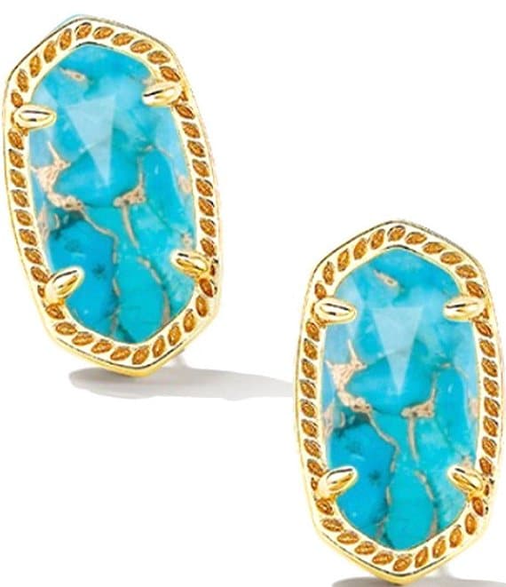 Kendra Scott Tessa Gold Drop Earrings In Light Blue Magnesite • Impressions  Online Boutique