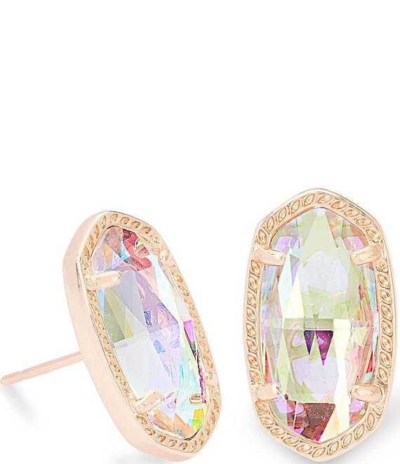 Color:Dichroic Glass - Image 1 - Ellie Rose Gold Stud Earrings