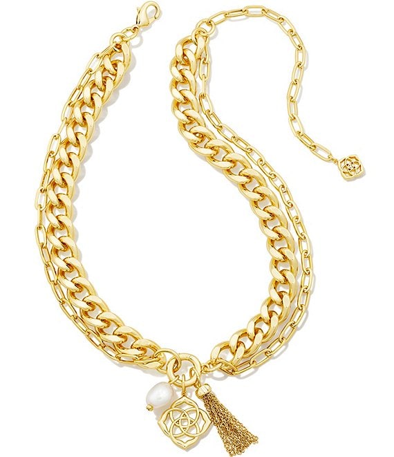 Mint Kendra Scott Multi Chain Haute Huge Statement Necklace Black Gold  w/bag | eBay