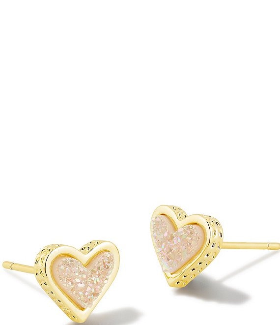 Kendra Scott Framed Ari Heart Gold Drusy Stud Earrings