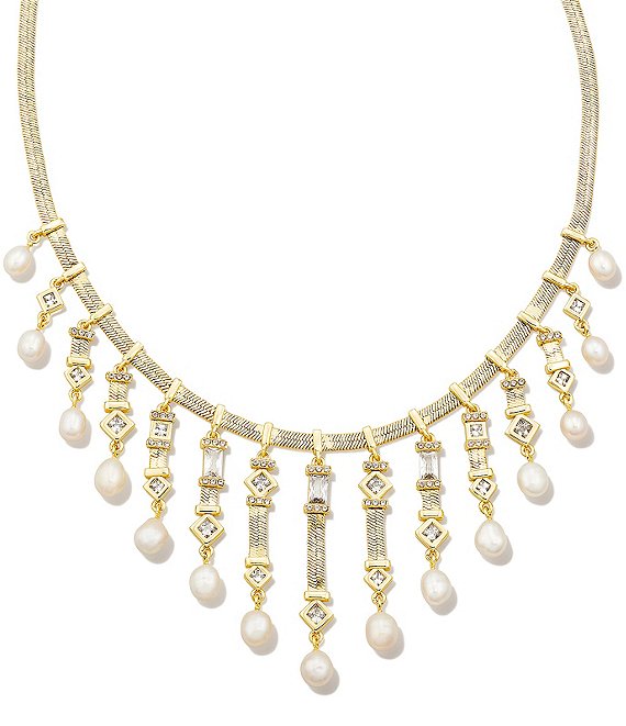 Barbie™ x Kendra Scott Gold Pearl Charm Convertible Necklace in Pink  Iridescent Glitter Glass | Kendra Scott