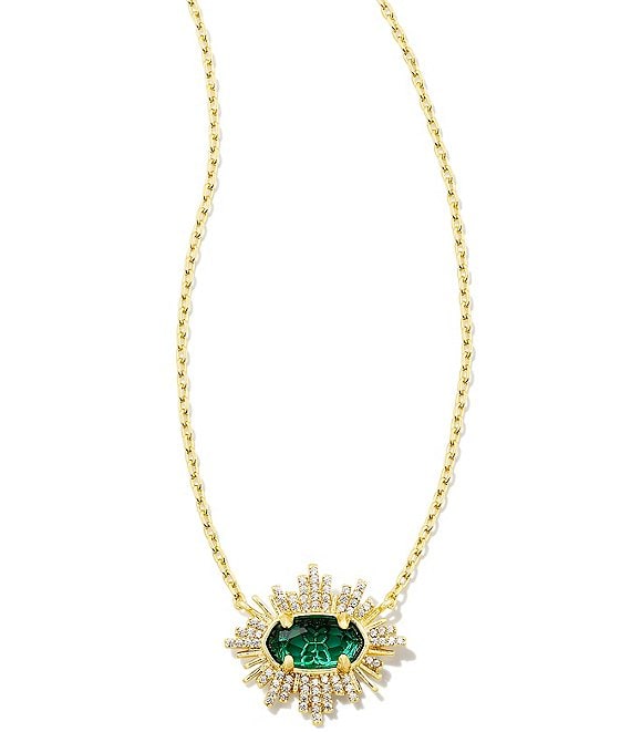 Kendra Scott Teo Gold Pendant Necklace in Emerald Cats Eye | 4217716698 |  Borsheims