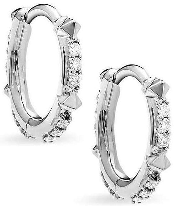 Color:White Diamond - Image 1 - Jett 14k White Gold Huggie Earrings