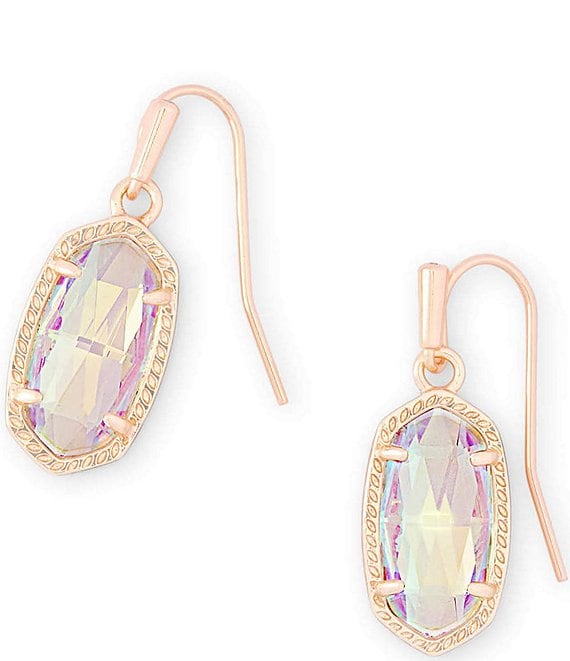 Color:Dichroic Glass - Image 1 - Lee Rose Gold Drop Earrings