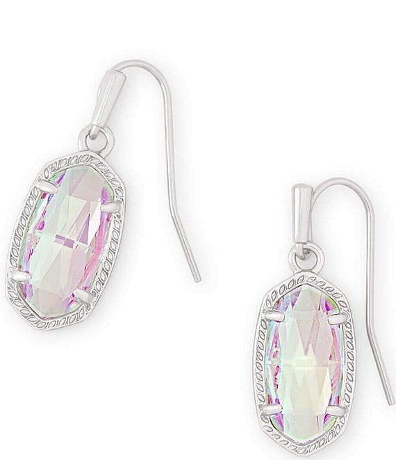 Color:Dichroic Glass - Image 1 - Lee Silver Drop Earrings