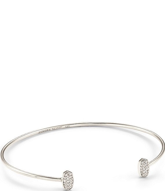 Color:White Diamond - Image 1 - Marisa 14k White Gold Cuff Bracelet