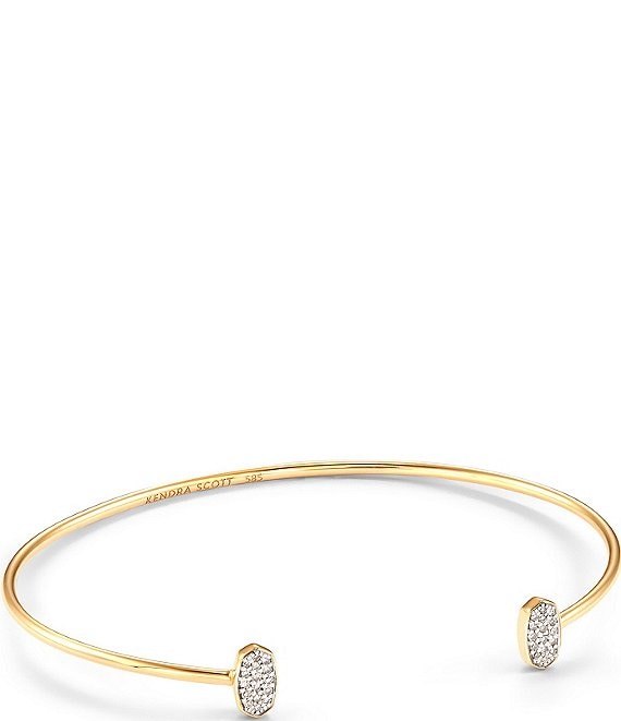 Color:White Diamond - Image 1 - Marisa 14k Yellow Gold Cuff Bracelet
