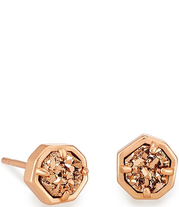 Nola Rose Gold Stud Earrings in Rose Gold Drusy