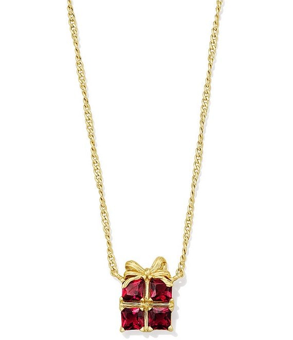 Kendra Scott Present Short Pendant Necklace, Gold Red Crystal - Image 1