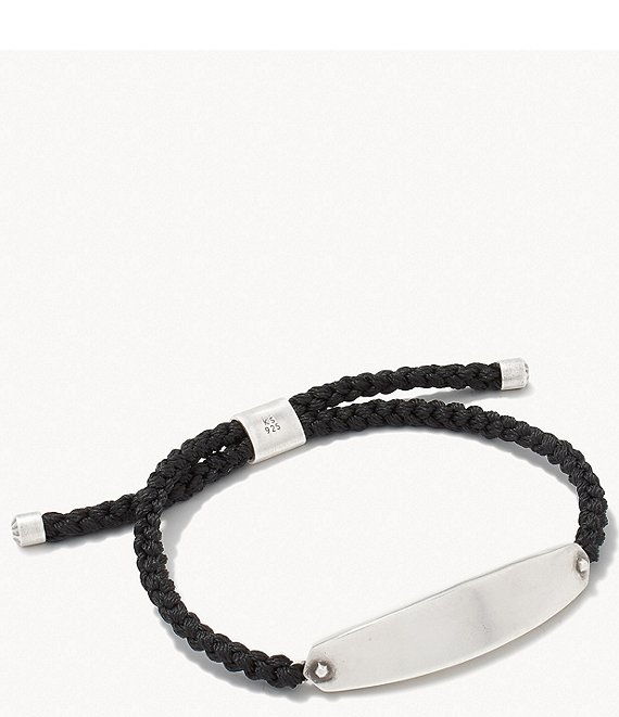 Color:Black - Image 1 - Scott Bros. Men's Robert Sterling Silver Corded Bracelet