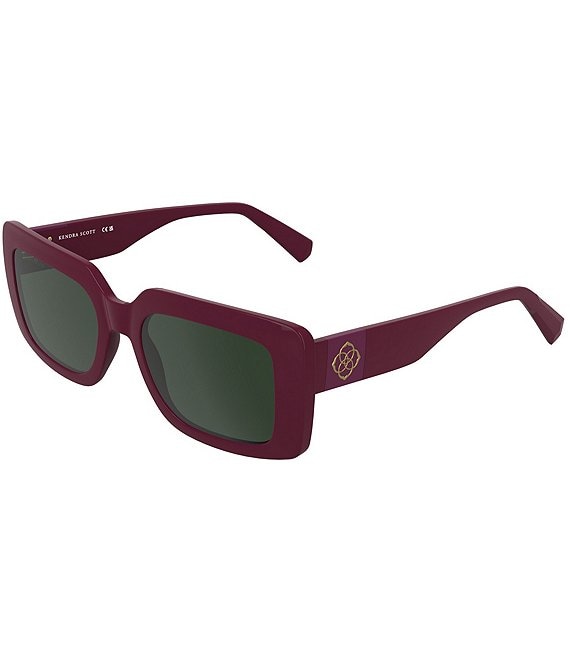 Kendra Scott Women's Dira 55mm Rectangle Sunglasses, Dark Rose/Fuchsia/Green - Image 1