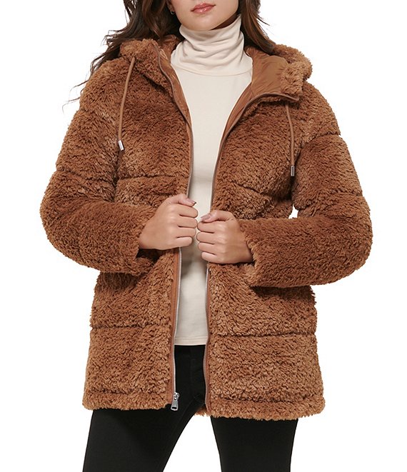 Kenneth Cole New York store Faux Fur Hooded Coat