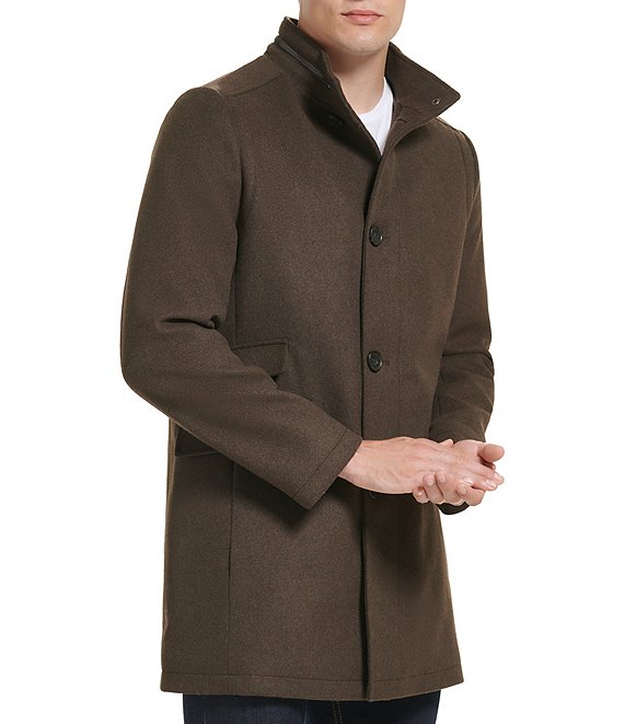 Kenneth Cole New York SB Stand Collar Zipper Detail Around Collar Coat, Med Brown - Image 1