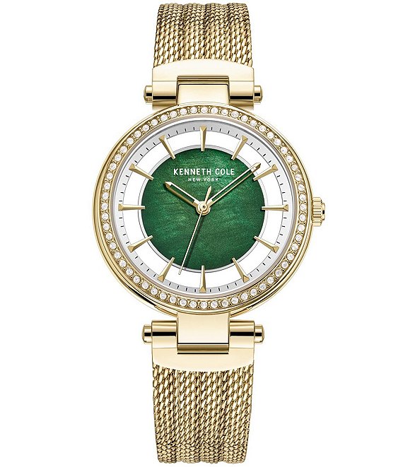 Color:Gold - Image 1 - Women's Analog Gold Stainless Steel Mesh Strap Watch