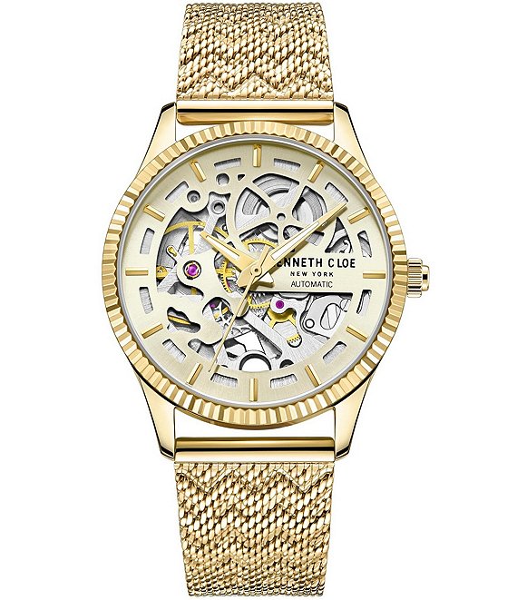 Color:Gold - Image 1 - Women's Automatic Gold Stainless Steel Mesh Strap Watch