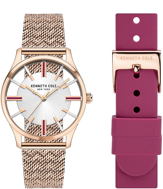 Color:Rose Gold/Amethyst - Image 1 - Women's Transparent Dial Watch Gift Set