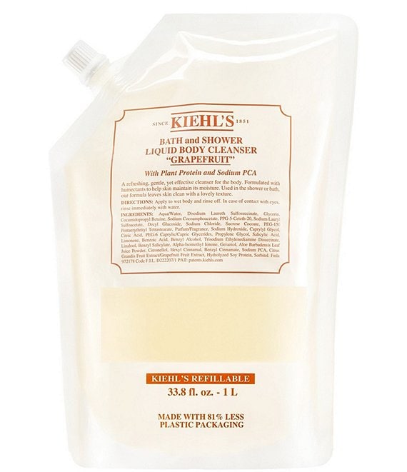 Kiehl's Since 1851 Grapefruit Bath and Shower Liquid Body Cleanser Refill Pouch