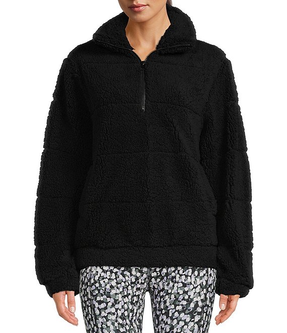 Color:Black - Image 1 - Alpine Quilted Fleece Half Zip Pullover