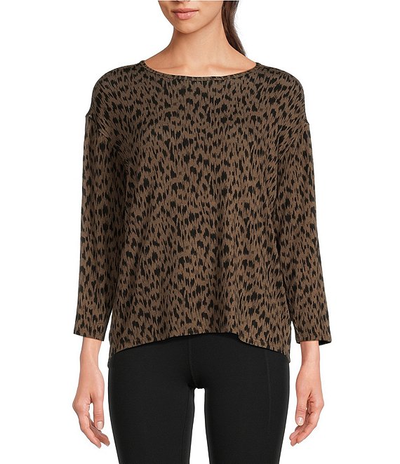 Kinesis Animal Ikat 3/4 Sleeve Perfect Tee Shirt | Dillard's