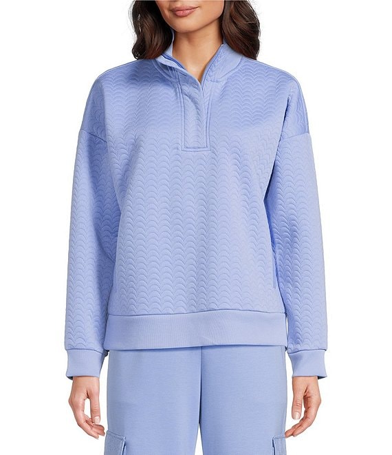Kinesis Coordinating Half Zip Long Sleeve Quilted Pullover, Hydrangea - Image 1