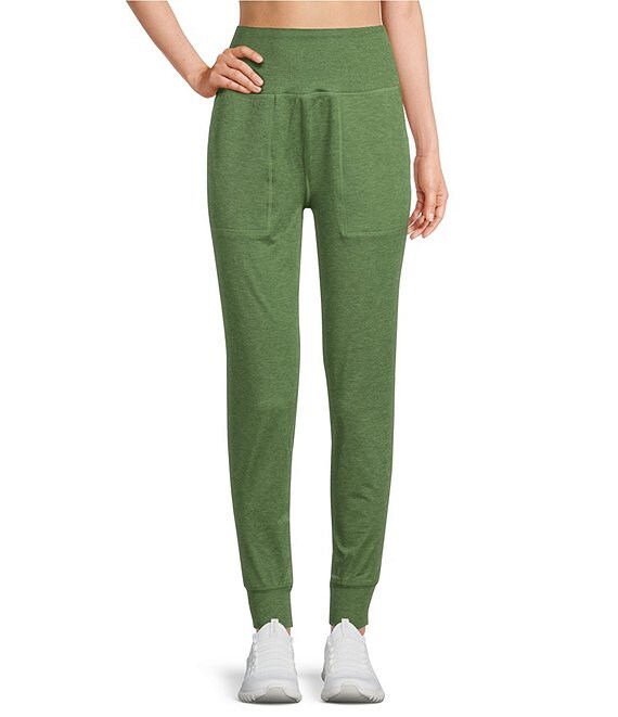 Color:Vineyard Green - Image 1 - High Rise Soft Suede Jersey Slim Joggers